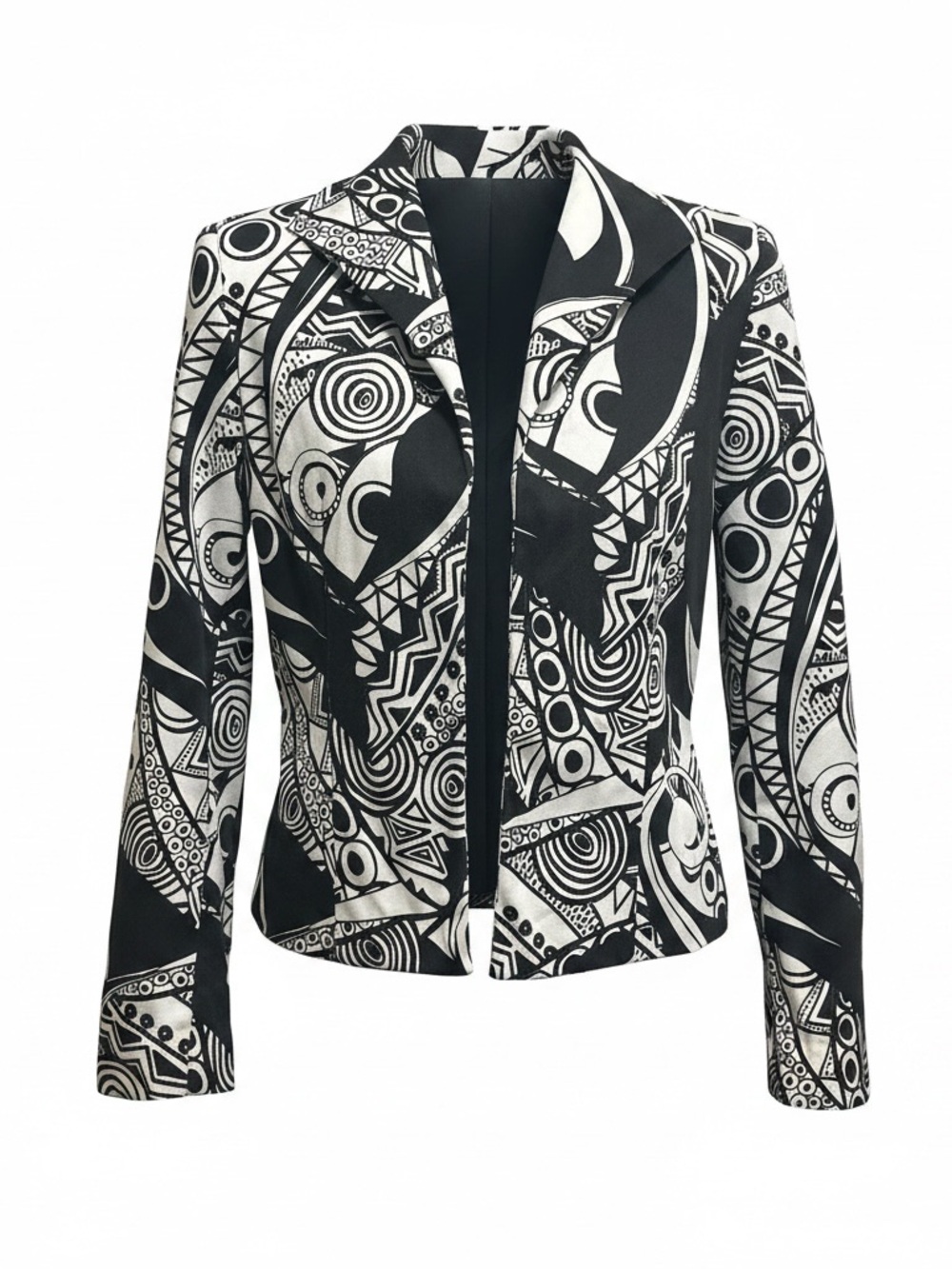 Harve Benard by Benard Holtzman. Black and White Abstract Printed Blazer(8P)